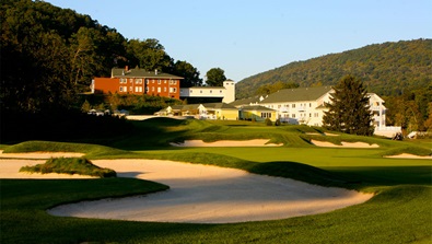 Bedford Springs Resort view from golf course 