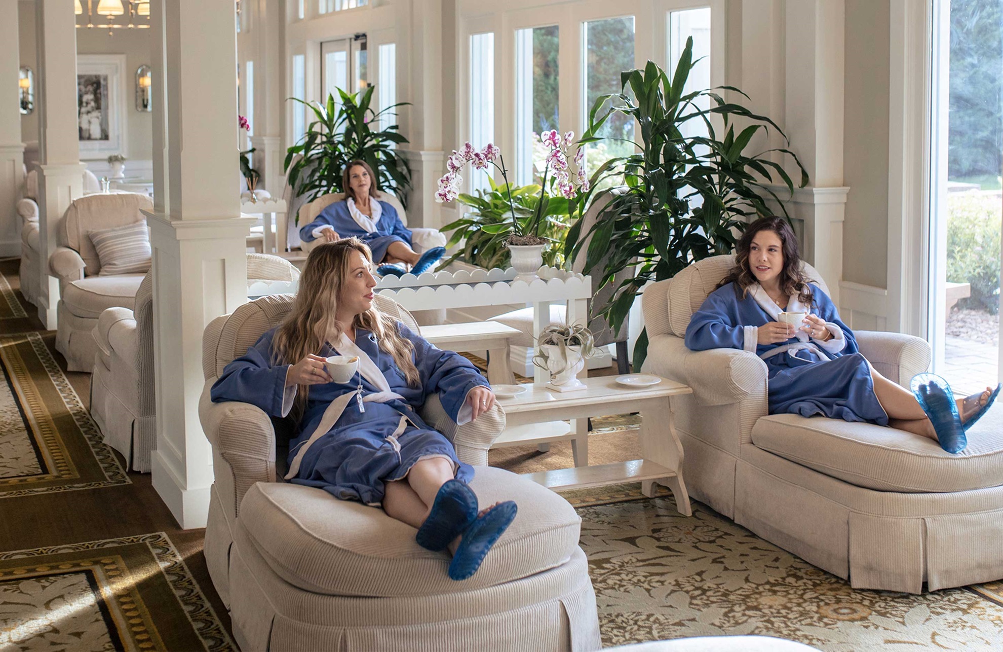 Women relaxing at the spa lounge