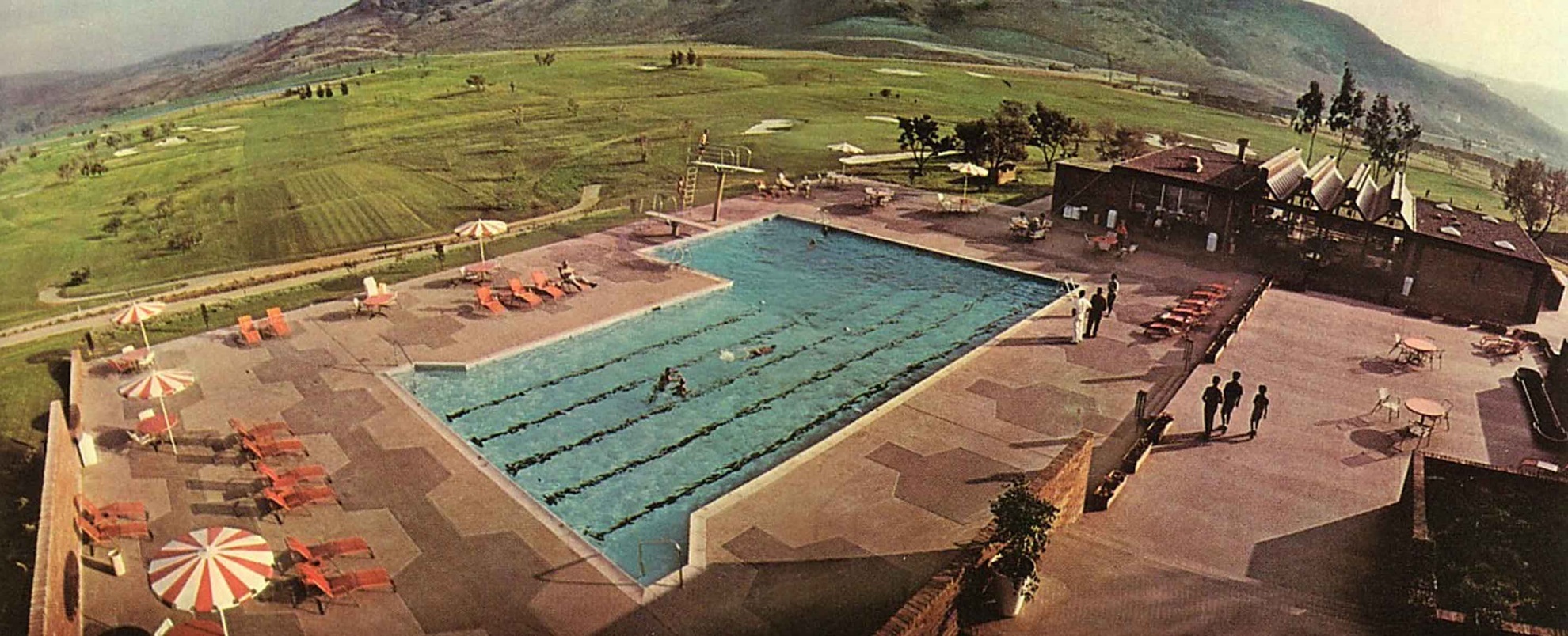 Historic aerial shot of pool.